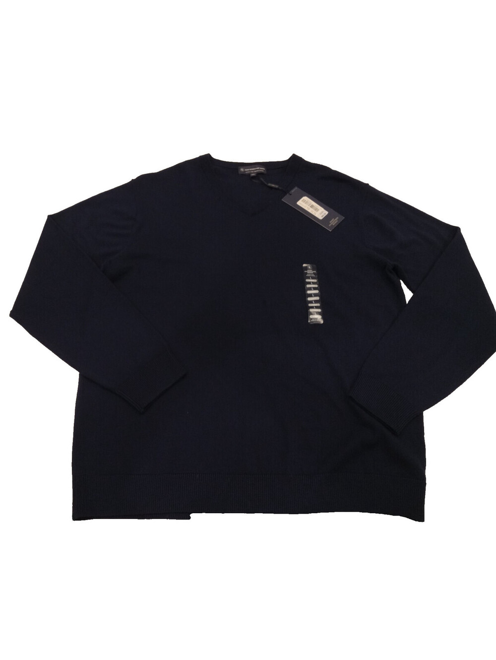 Hart Schaffner Marx Sweater Mens Large Navy Biella Yarn Extra Fine Merino V-Neck